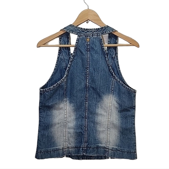 4G By Gizia denim vest with gold accent size 10 - Picture 4 of 5